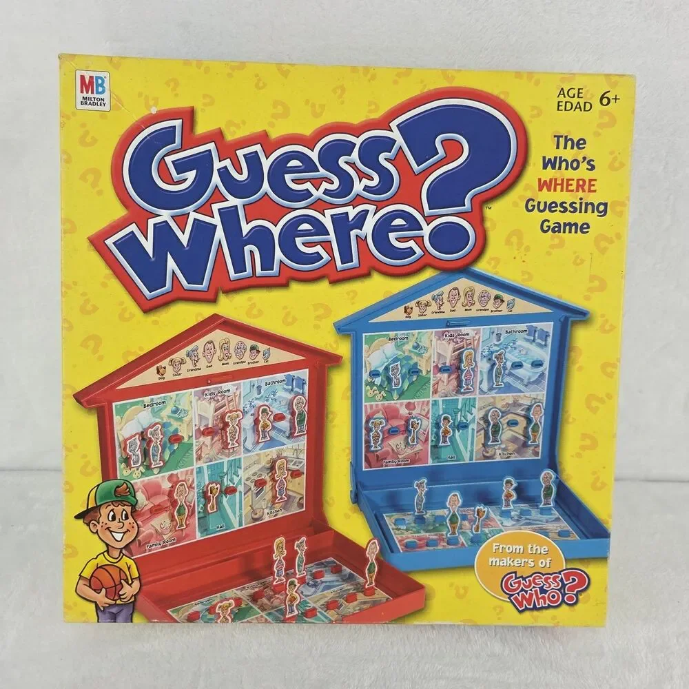 Vintage 2004 MB Guess Where? Family Board Game Complete Excellent Condition